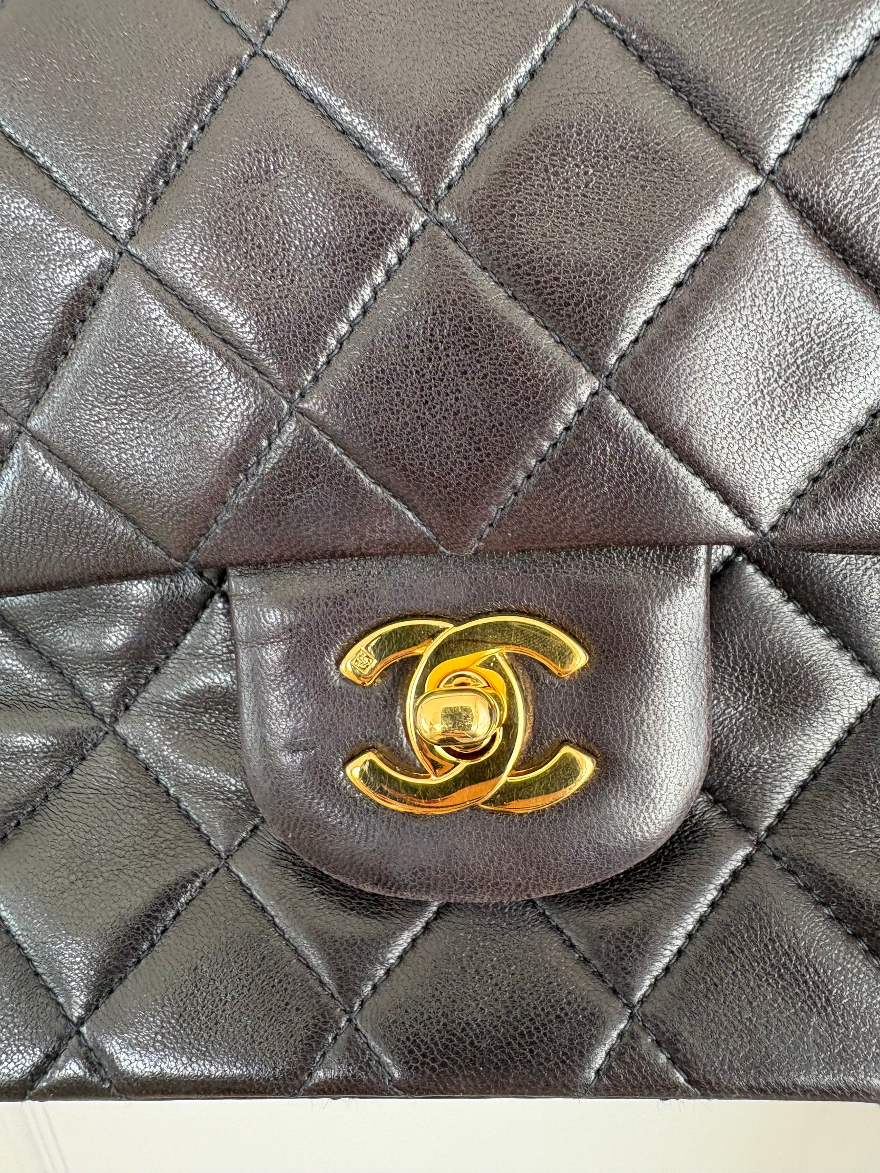 Chanel Dark Brown Lambskin Leather Medium Classic Flap
