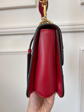 Gucci Red, White and Navy Leather Embellished Bee Shoulder Bag
