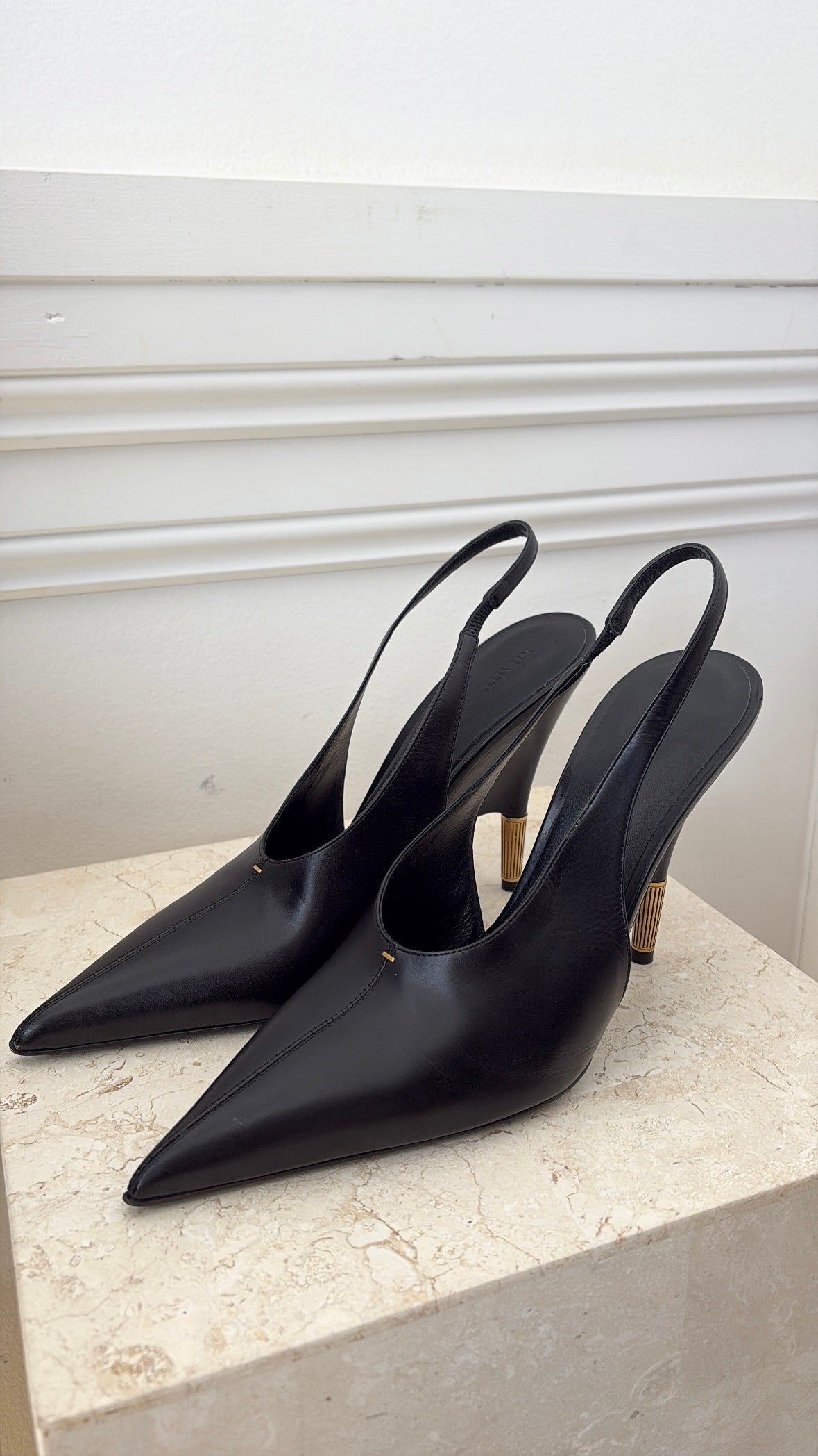 Khaite Bella Leather Slingback Pumps Black, 41