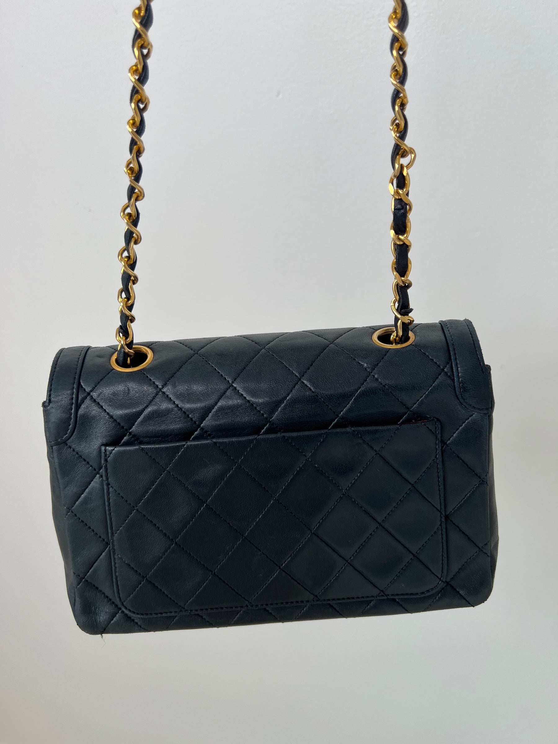 Chanel Black Lambskin Leather Diana Flap Bag