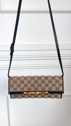 Gucci Monogram  Bamboo Bar Clutch