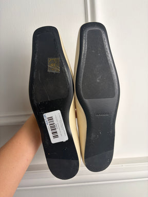 Jill Sandler Crystal Embellished Leather Ballet Flats In Cream, 37