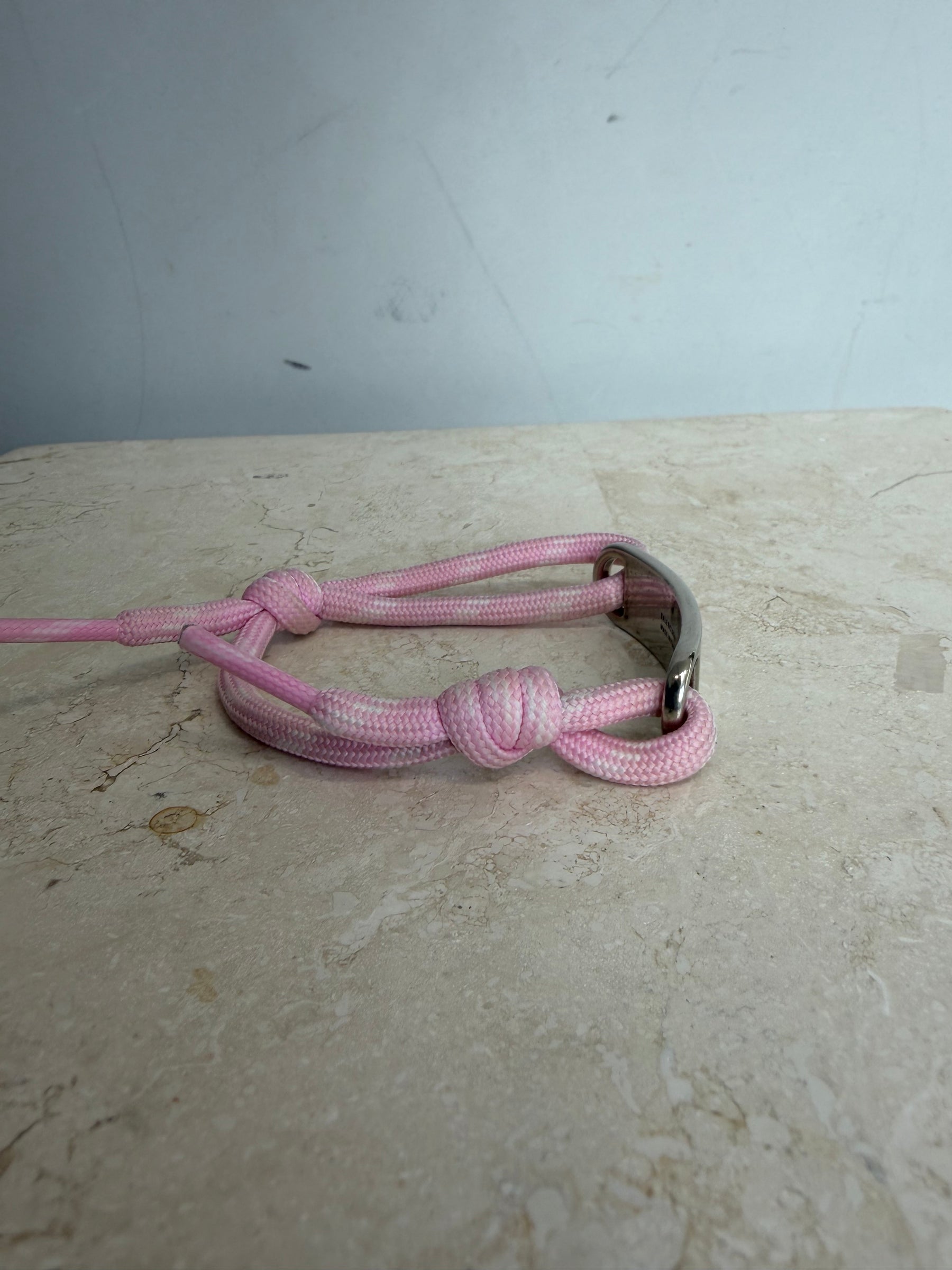 Balenciaga Pink Rope Logo Plaque Bracelet