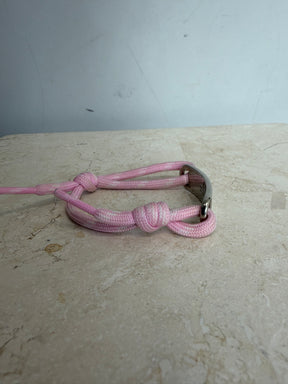 Balenciaga Pink Rope Logo Plaque Bracelet