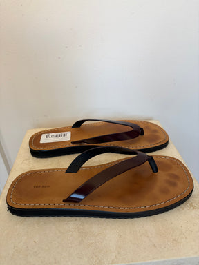 The Row Burgundy Leather "City" Thongs, 39.5