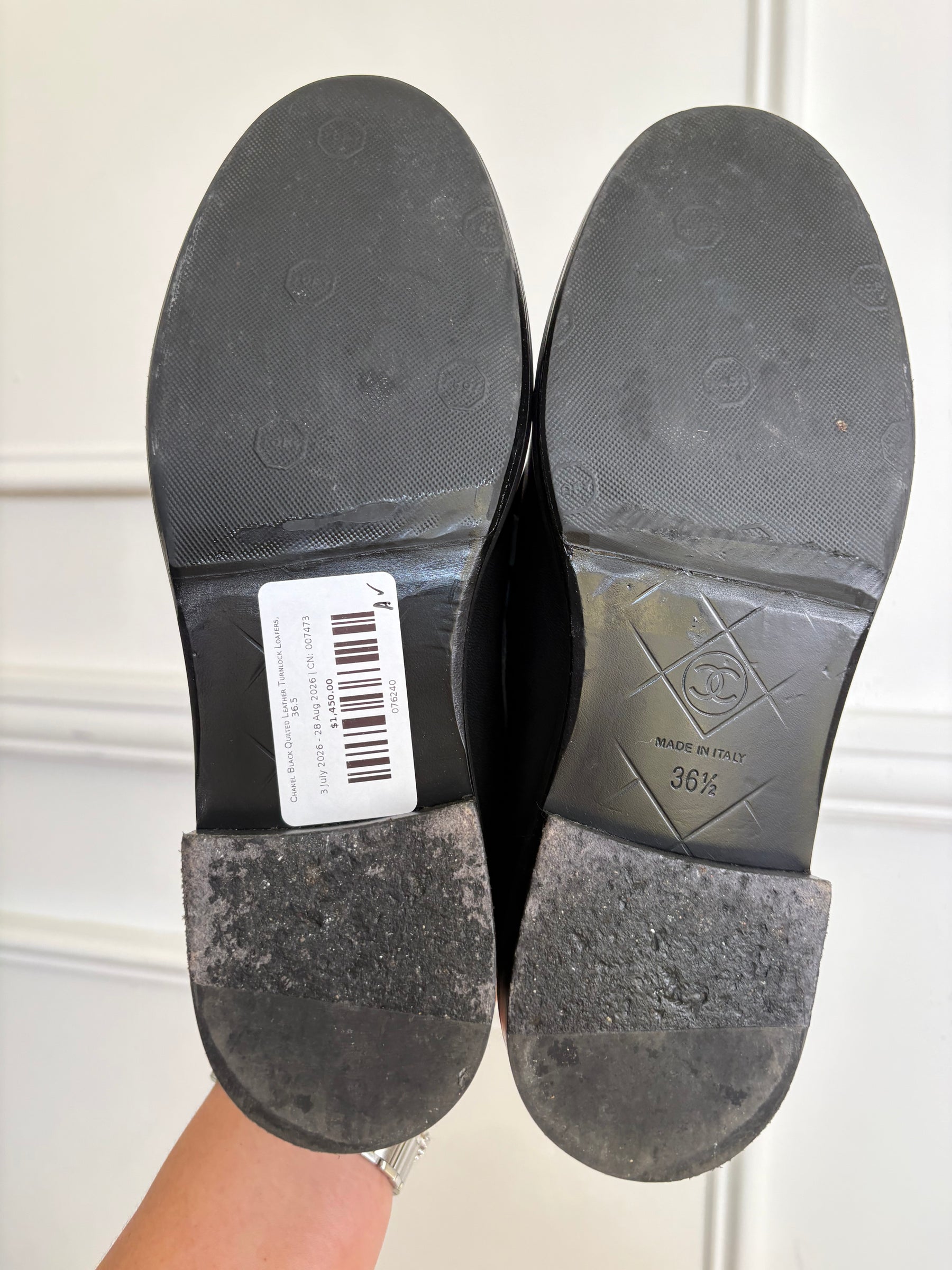 Chanel Black Quilted Leather Turnlock Loafers, 36.5