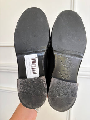 Chanel Black Quilted Leather Turnlock Loafers, 36.5