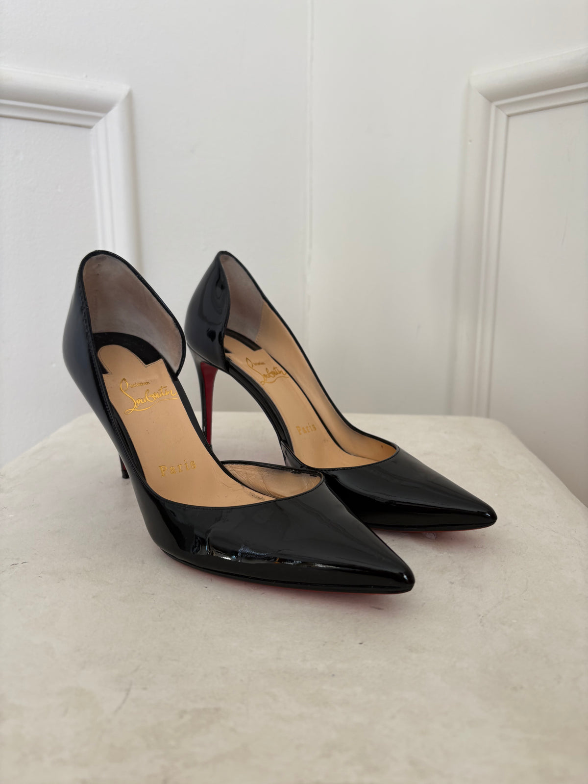 Christian Louboutin Black Patent Leather Iriza Pumps, 36