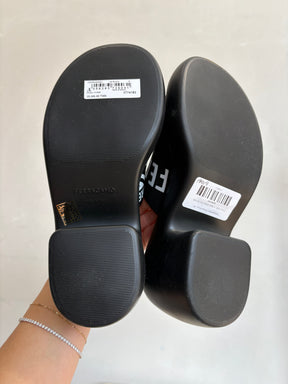 Ferragamo Black Rubber Mules, 7M
