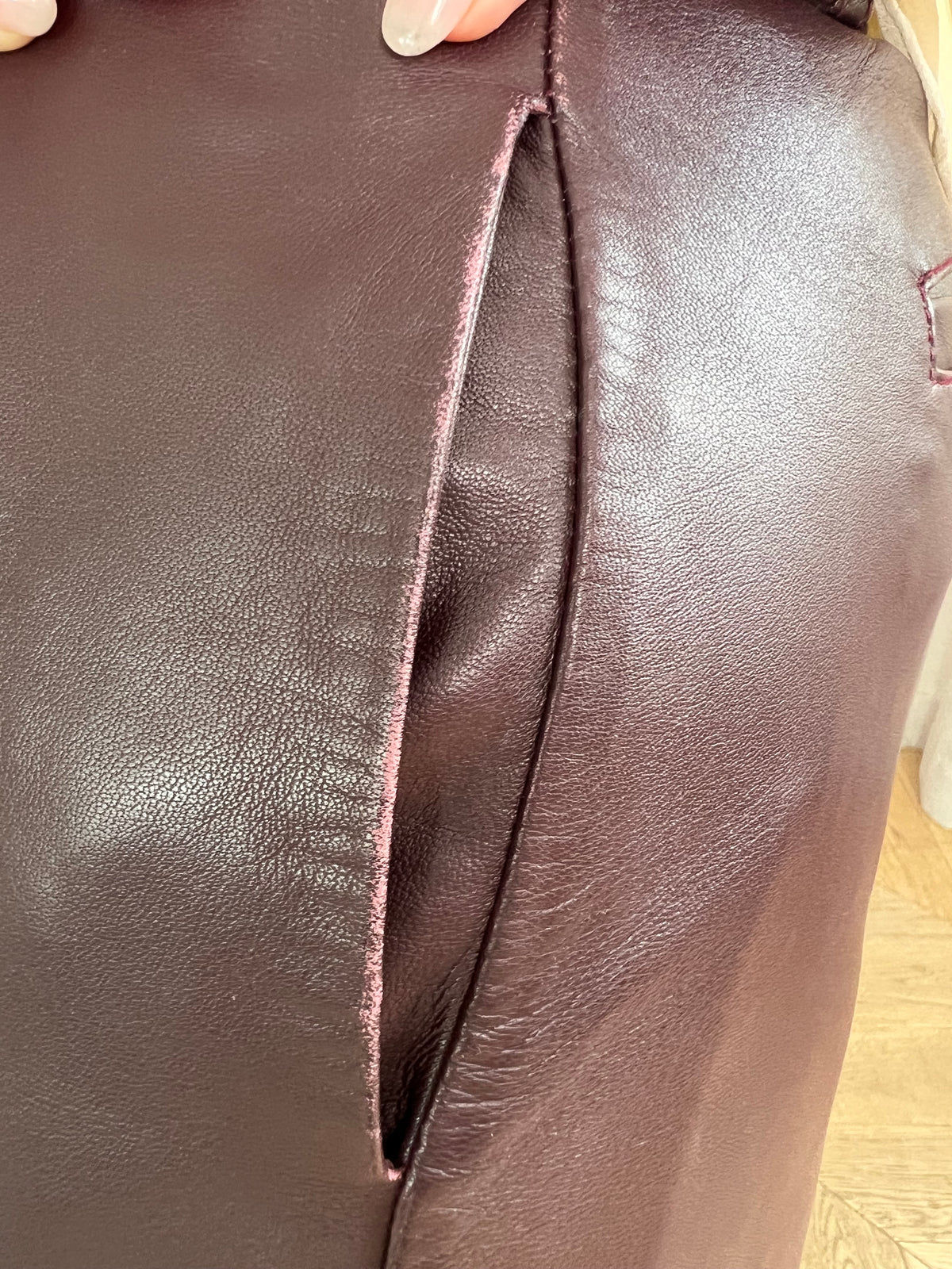St Agni Leather Balloon Pants  In Bordeaux, M