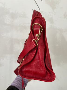 Balenciaga Red Leather City Bag