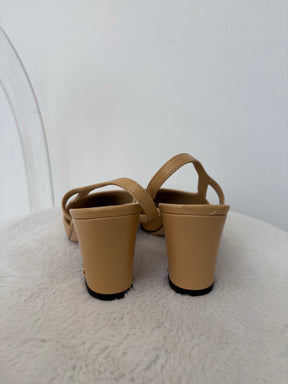 Chanel Beige and Black Heeled Slingback, 36
