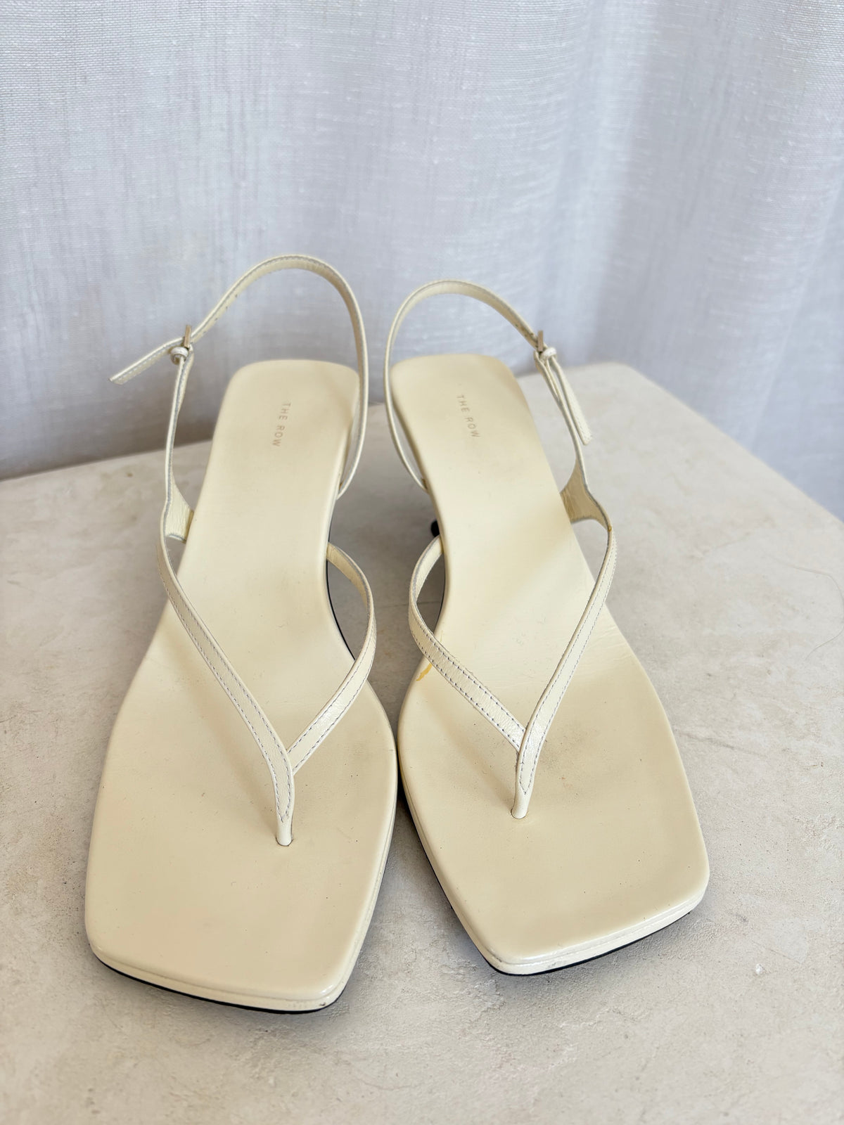 The Row Cream leather Constance Heeled Sandal, 38