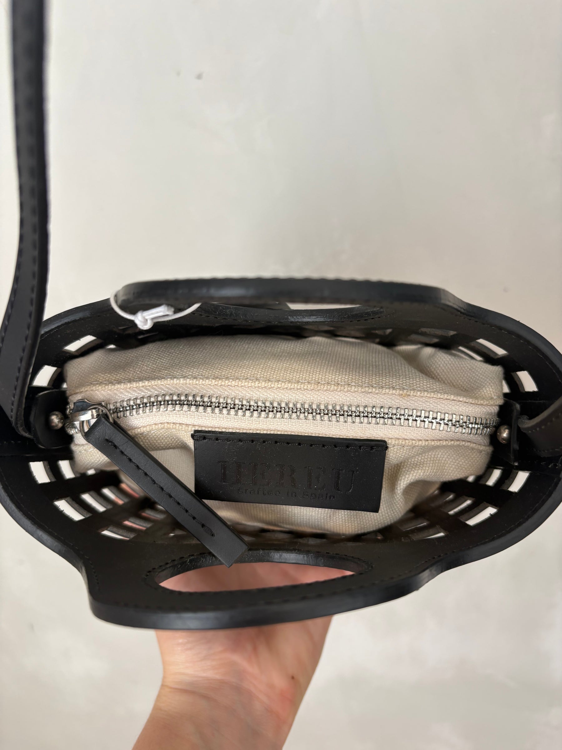 Hereu Black Leather Mini Leather Tote