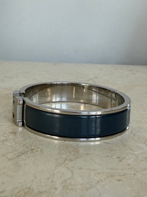 Hermès Clic H Bracelet Grey Enamel And Silver