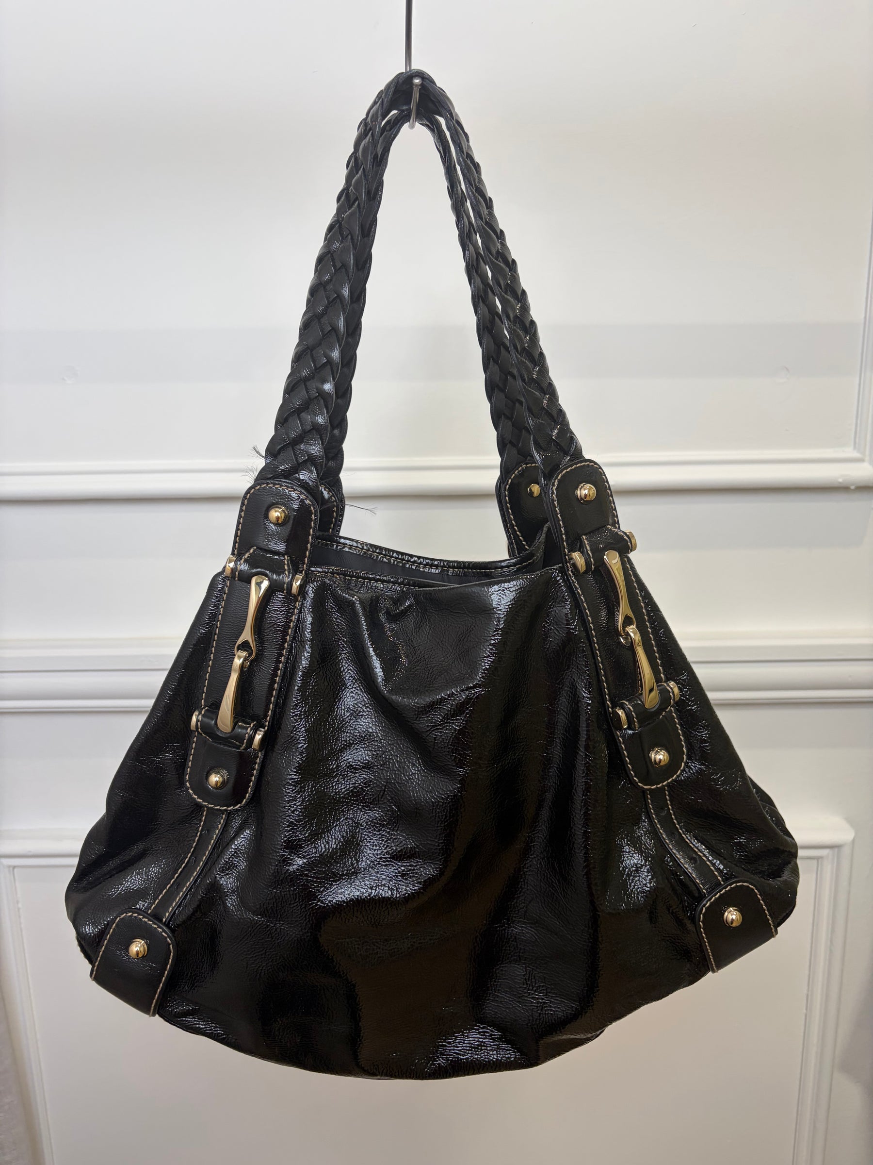 Gucci Black Patent Leather Pelham Shoulder Bag