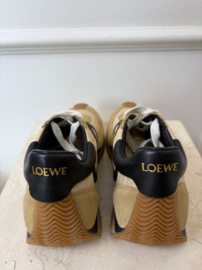 Loewe Beige and Black Nylon and Suede Flo Sneakers, 38