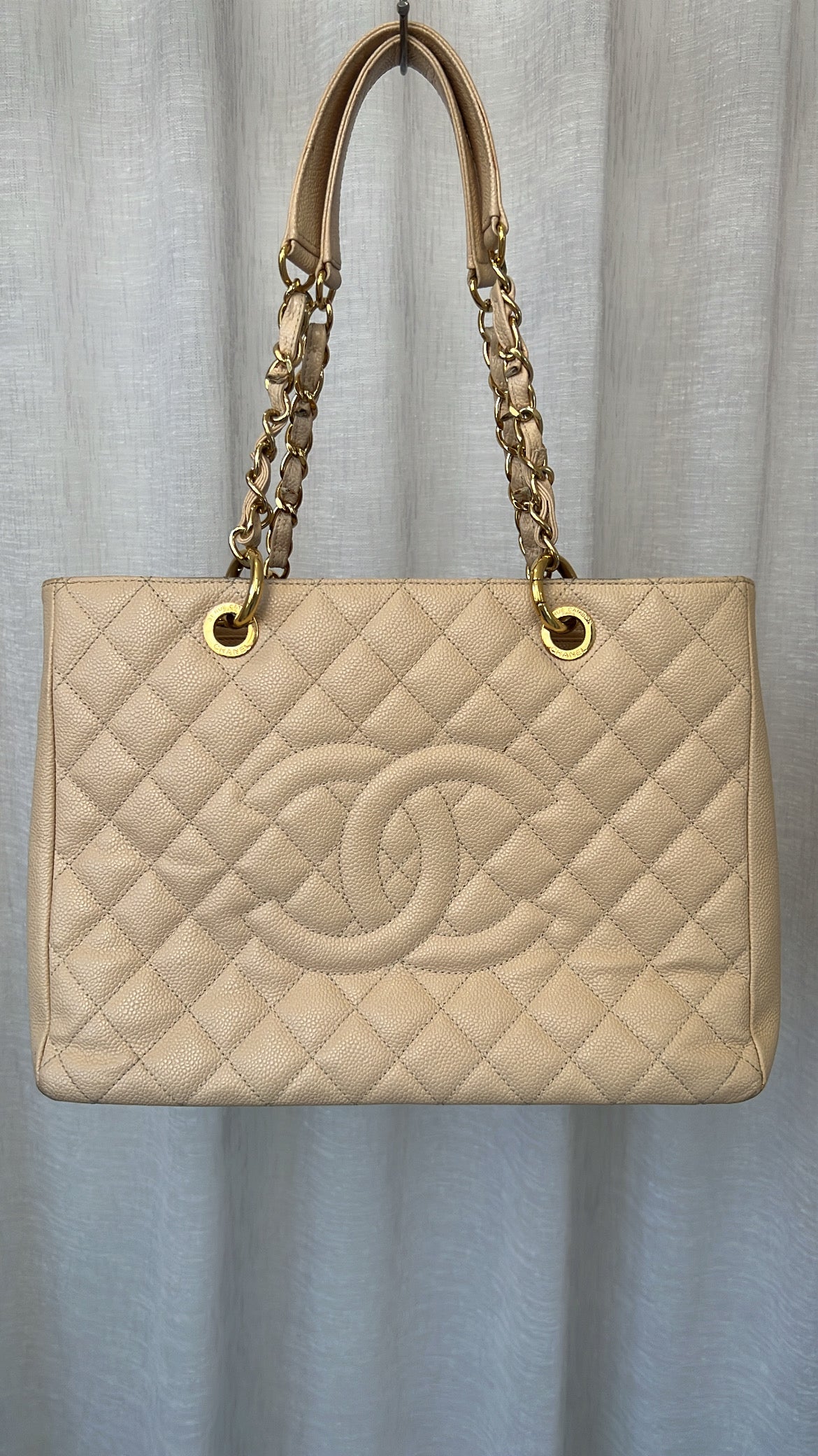 Chanel Beige Caviar Leather GST Shopping Tote
