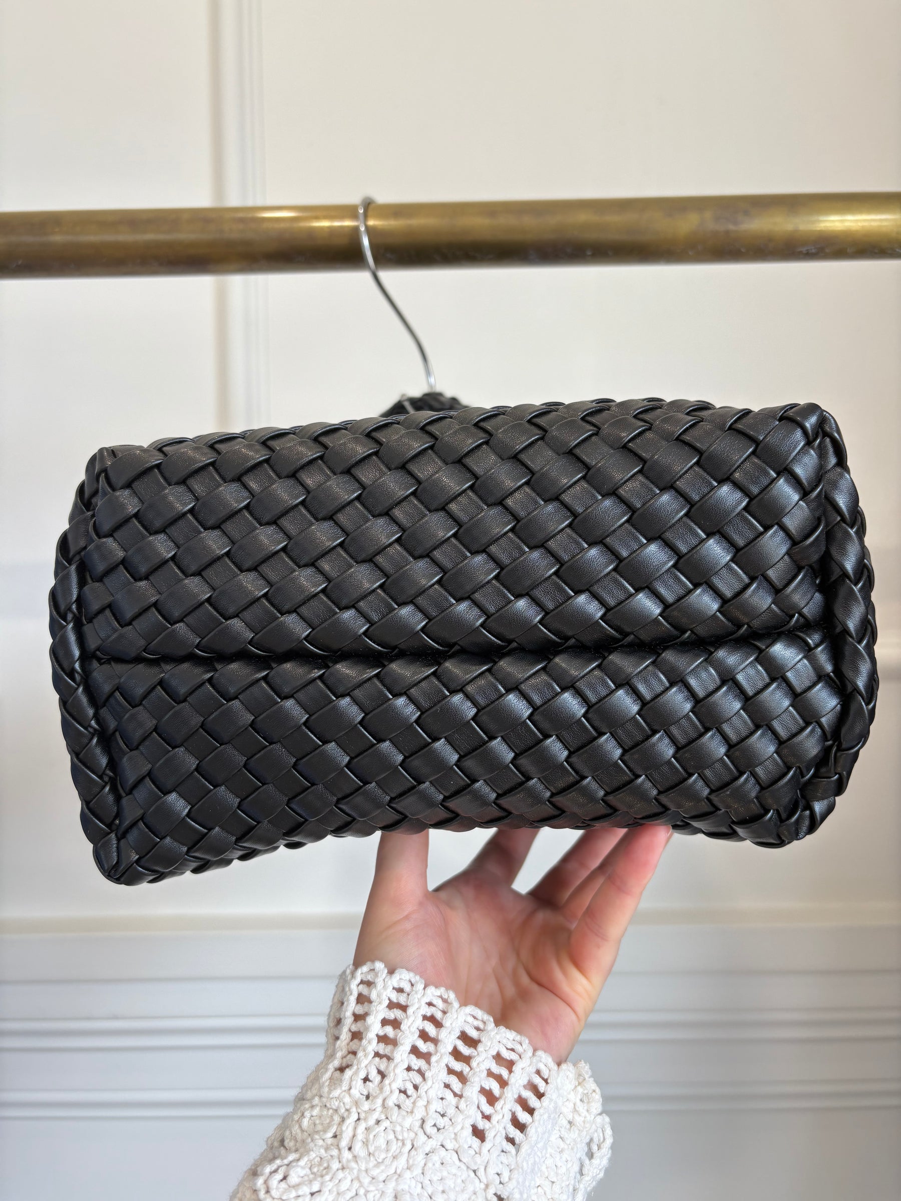 Rylan Black Woven Shoulder Bag