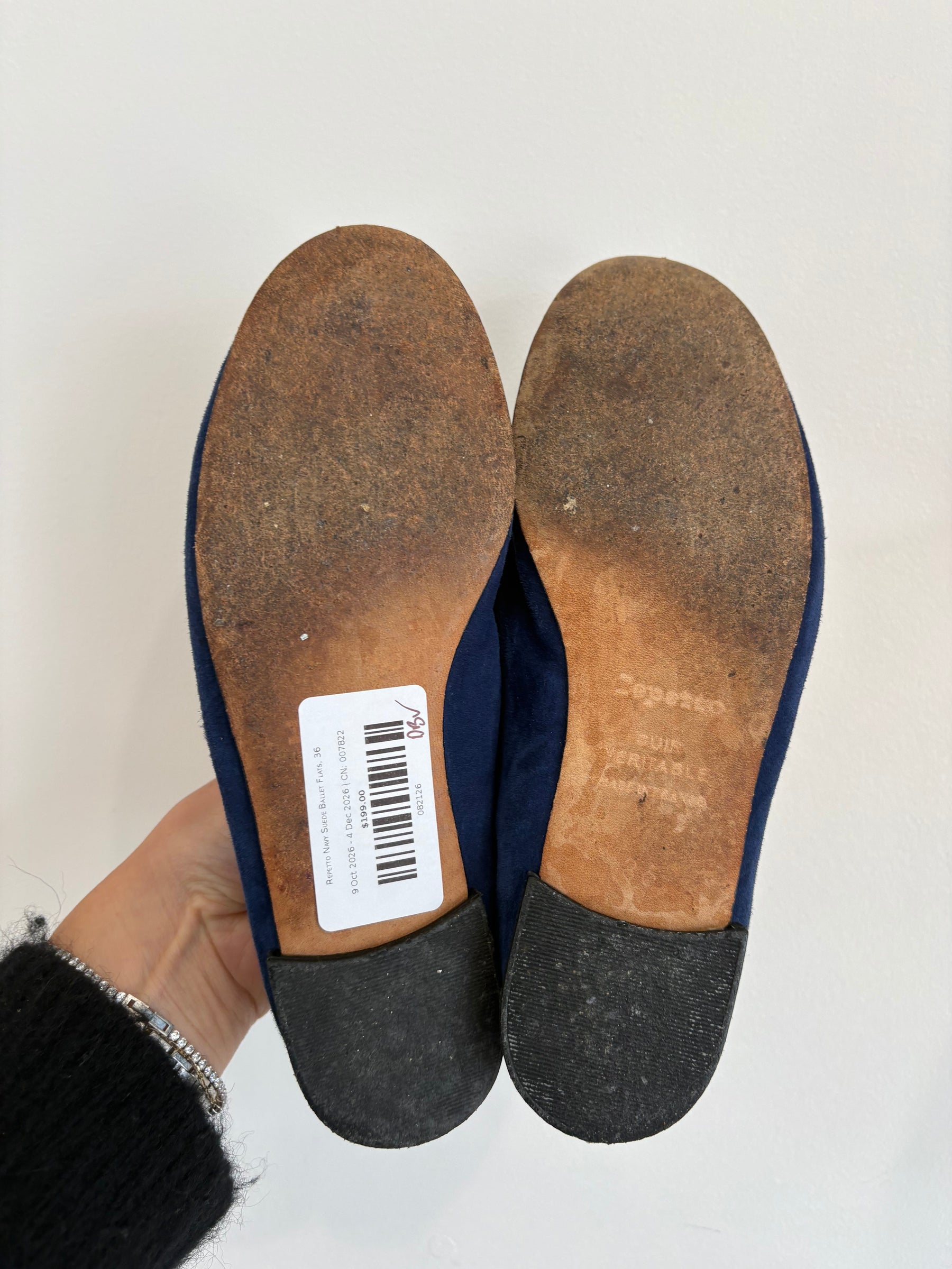 Repetto Navy Suede Ballet Flats, 36