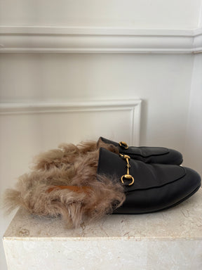 Gucci Princeton Horesbit Fur Slides, 40