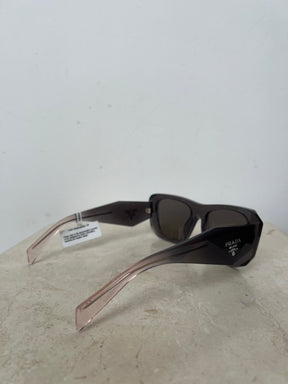 Prada Grey Gradient Arm Oversized Symbole Sunglasses