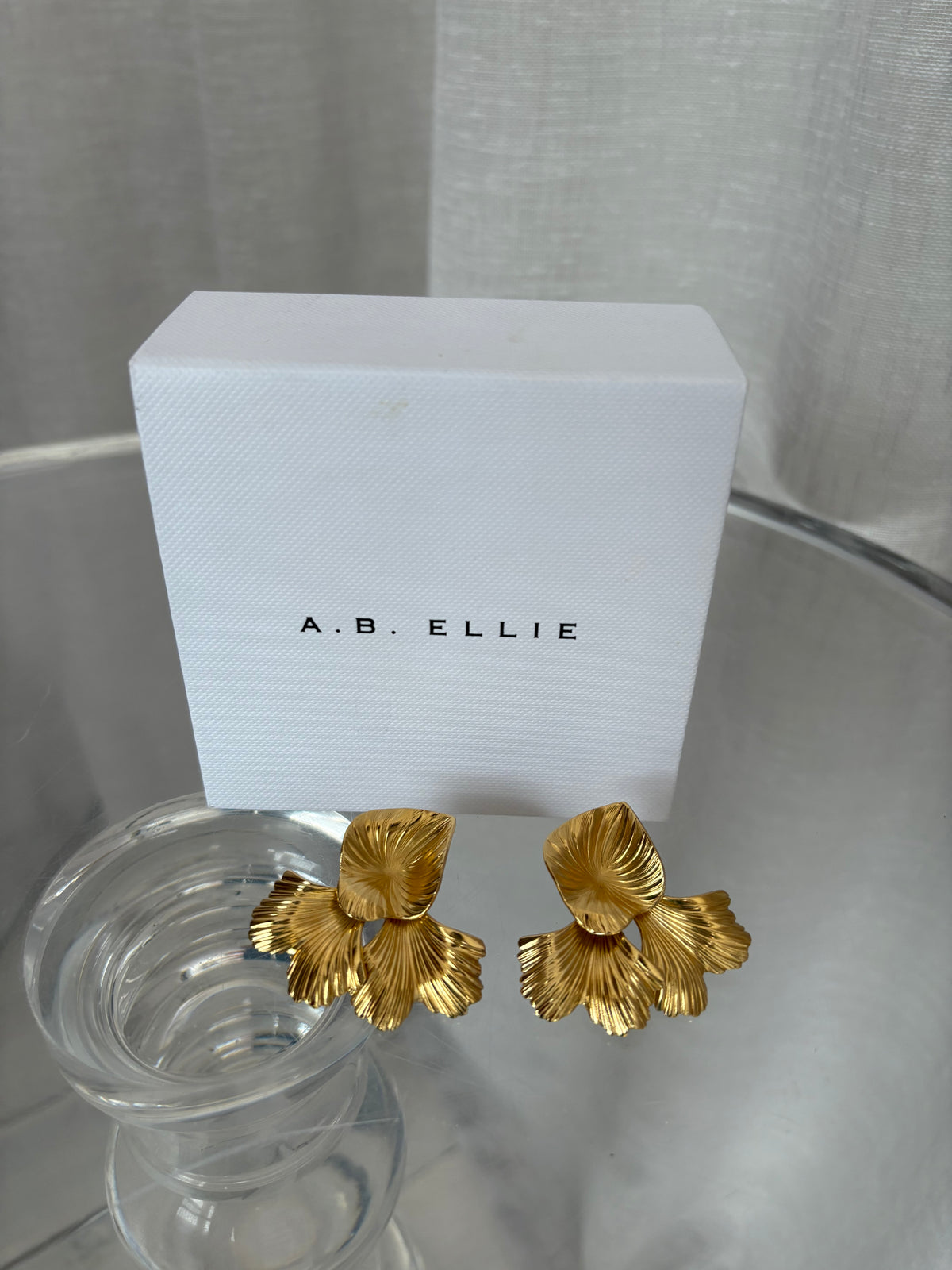A.B.ELLIE Gold Tone Indigo Stud Clip On earrings
