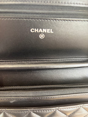 Chanel Black Lambskin Leather Wallet on Chain with Black Hardware