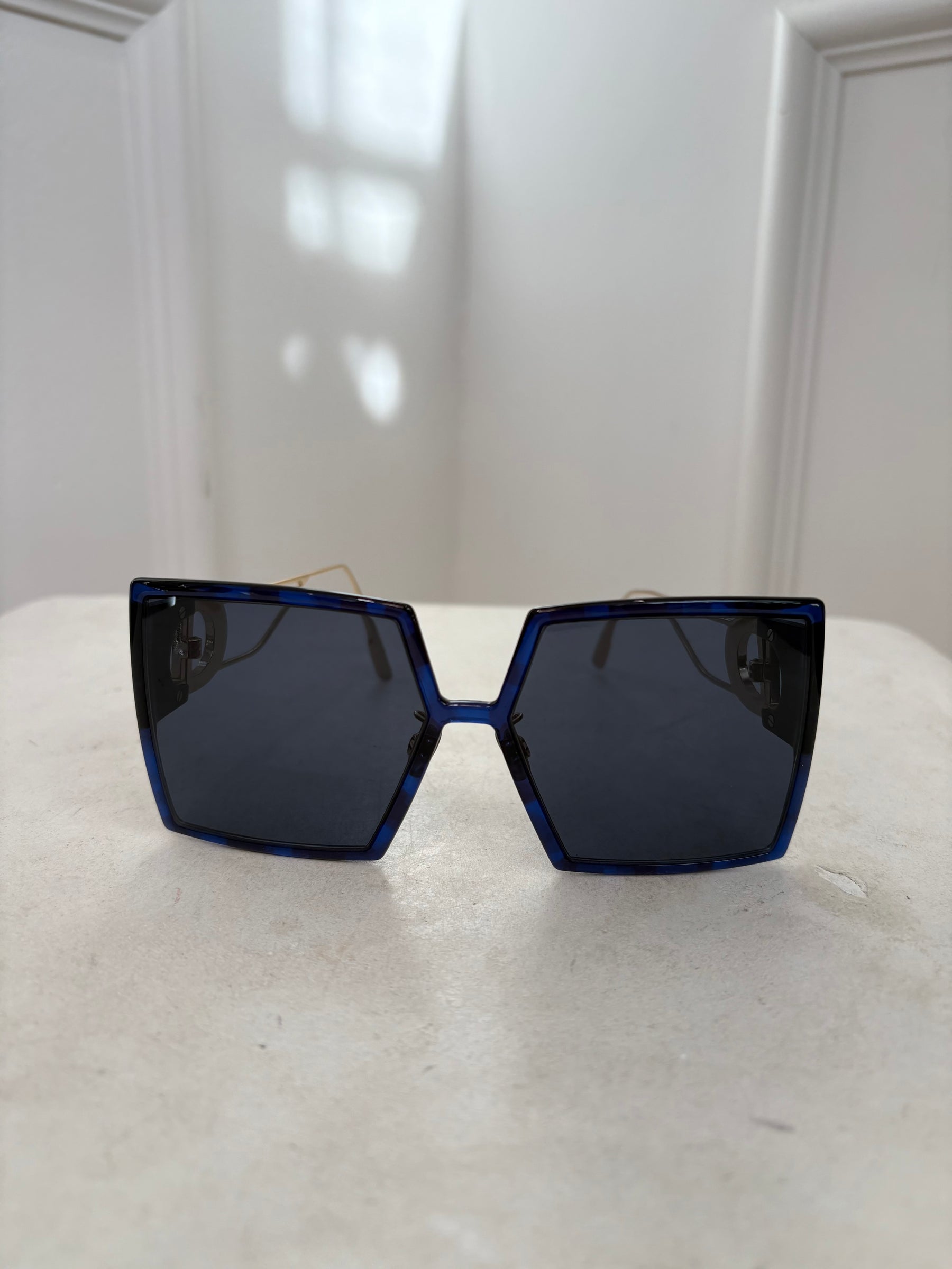Dior Blue Oversized Square Logo Sunglasses