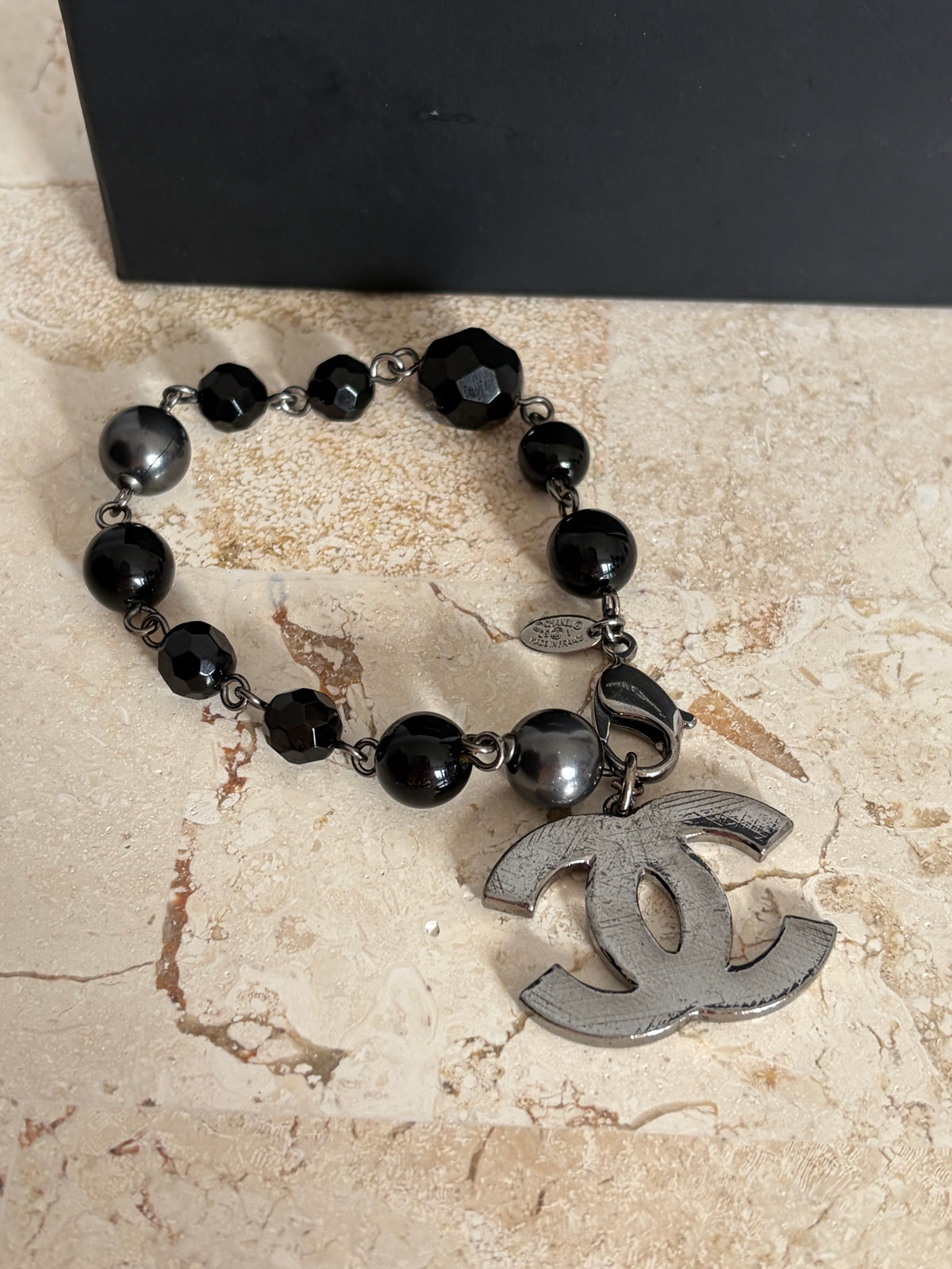 Chanel Beaded CC Bracelet In Black