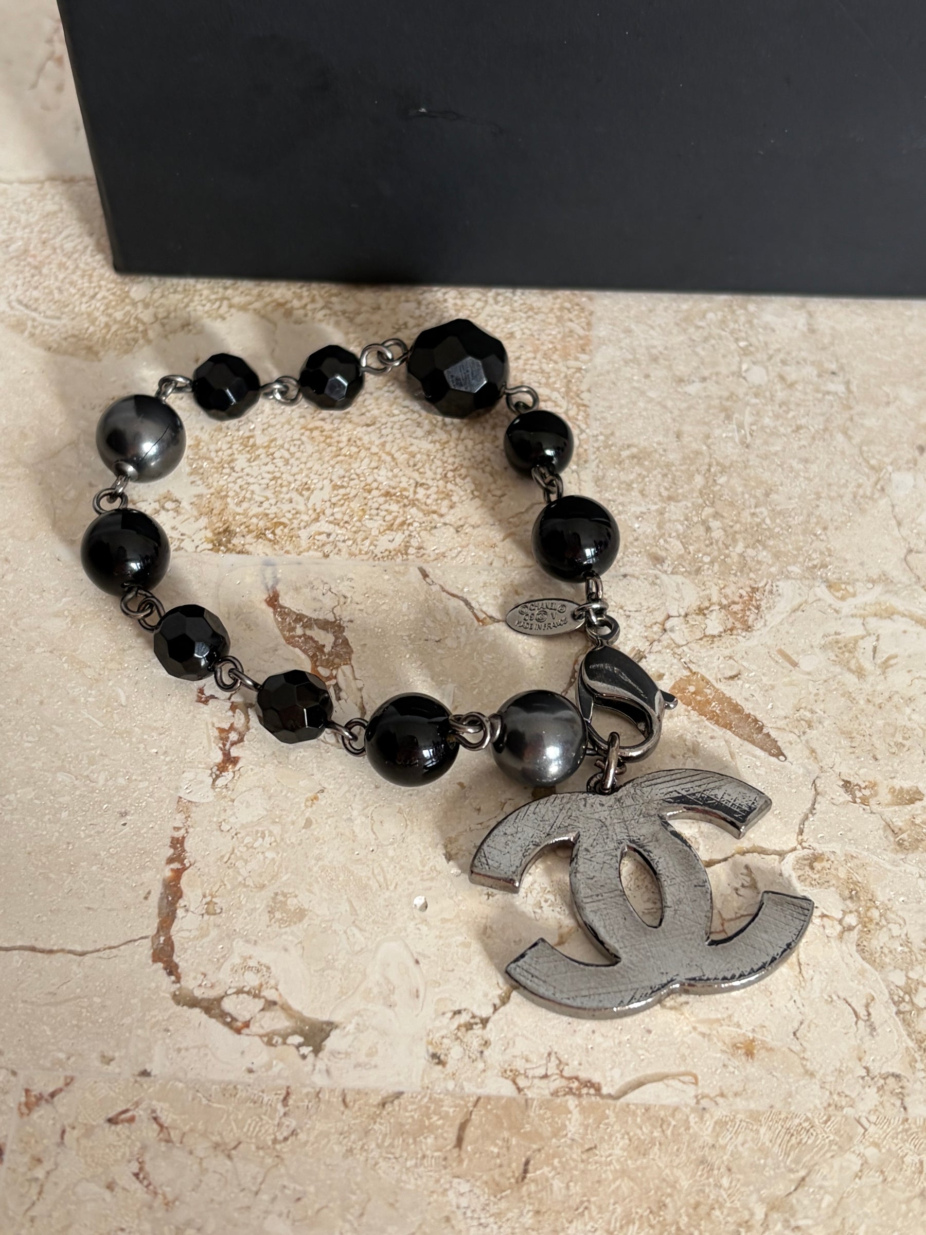 Chanel Beaded CC Bracelet In Black