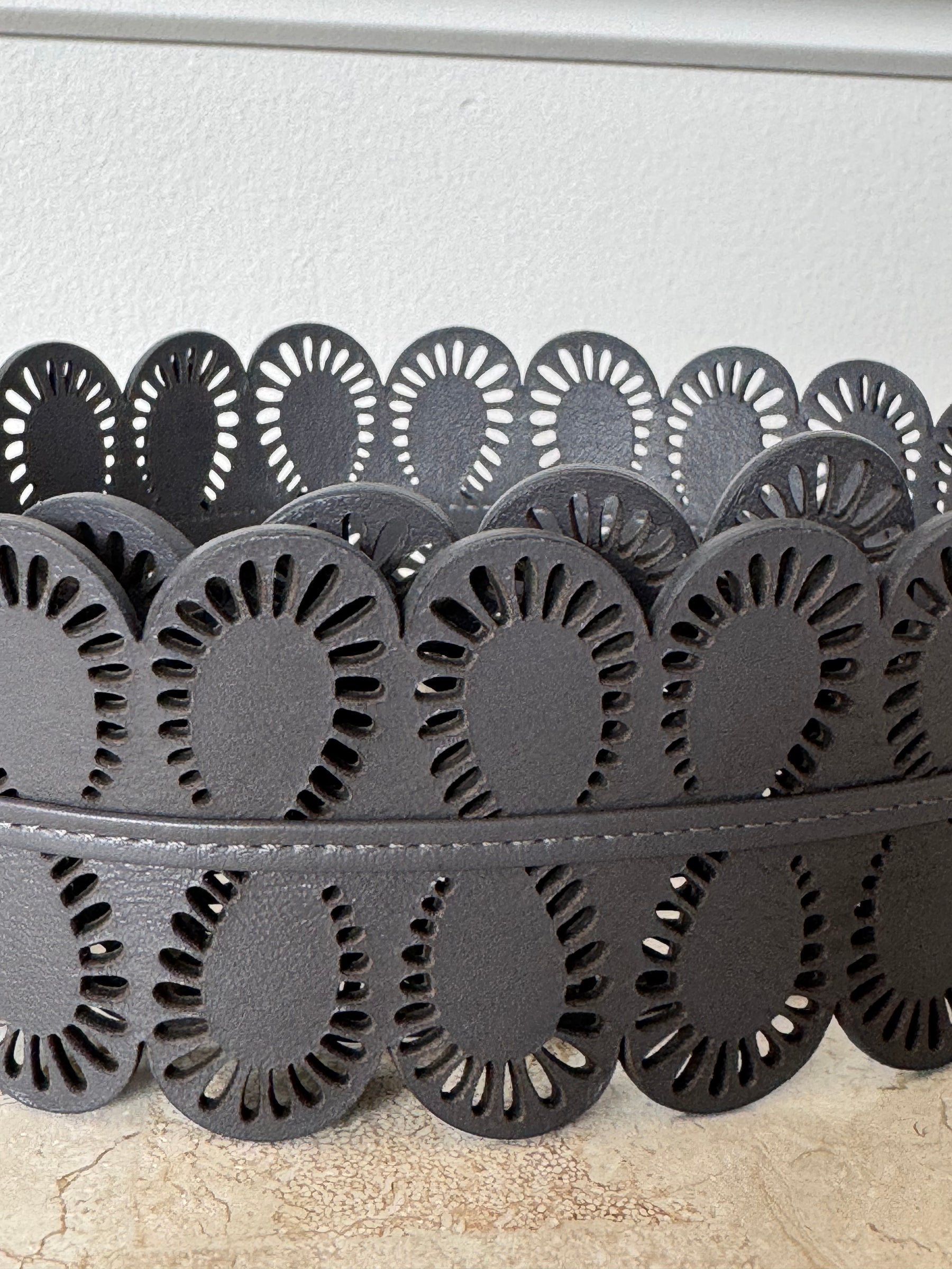 Zimmermann Grey Laser Cut Leather Tie Belt