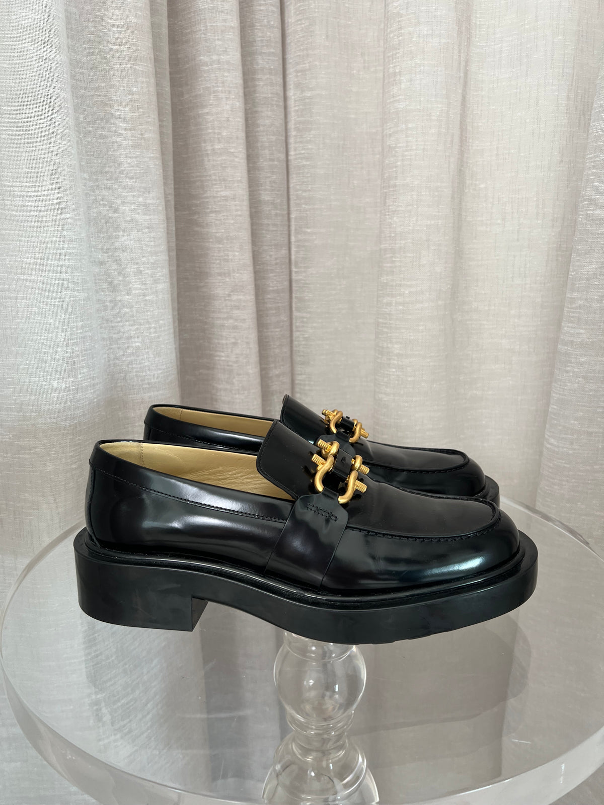 Bottega Veneta Black Monsieur Patent-leather loafers, 42