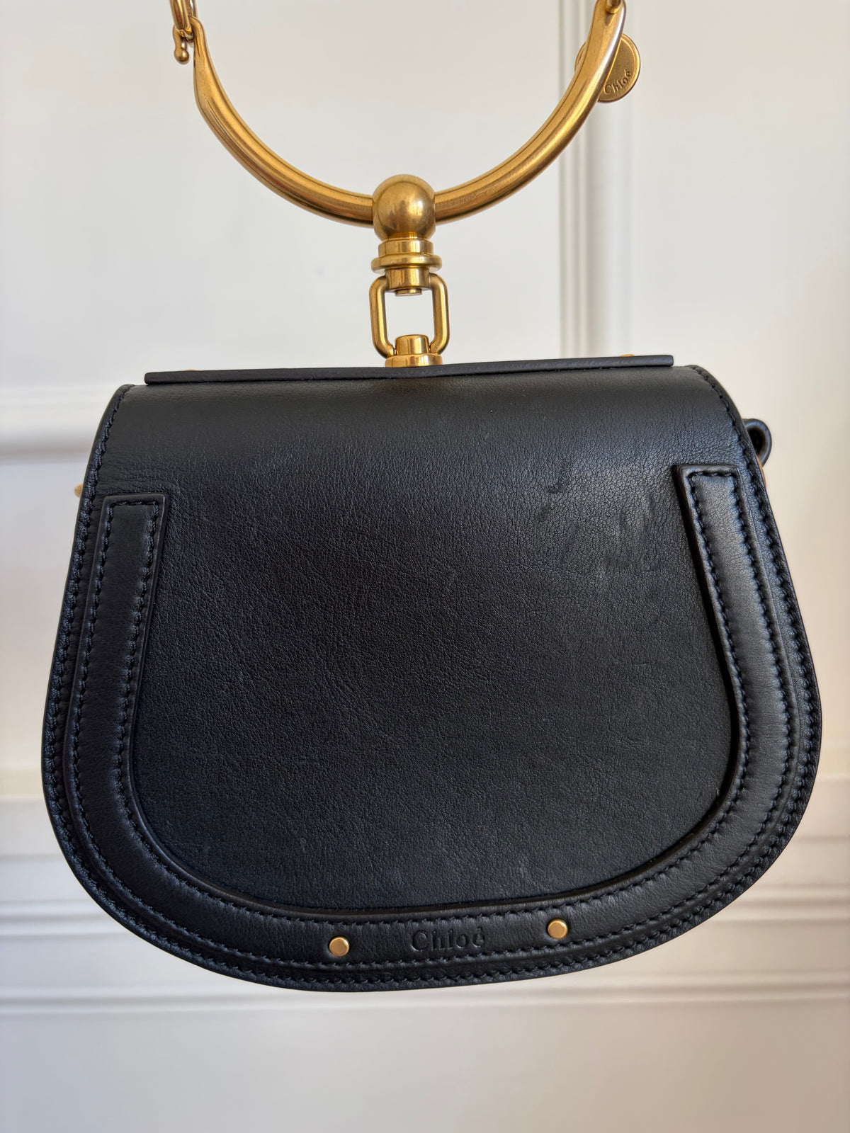 Chloé Black Leather and Suede Nile Bracelet Bag