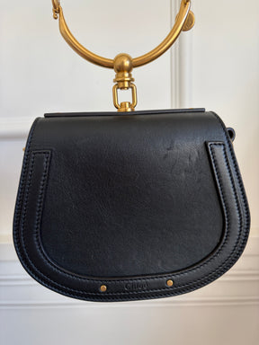 Chloé Black Leather and Suede Nile Bracelet Bag