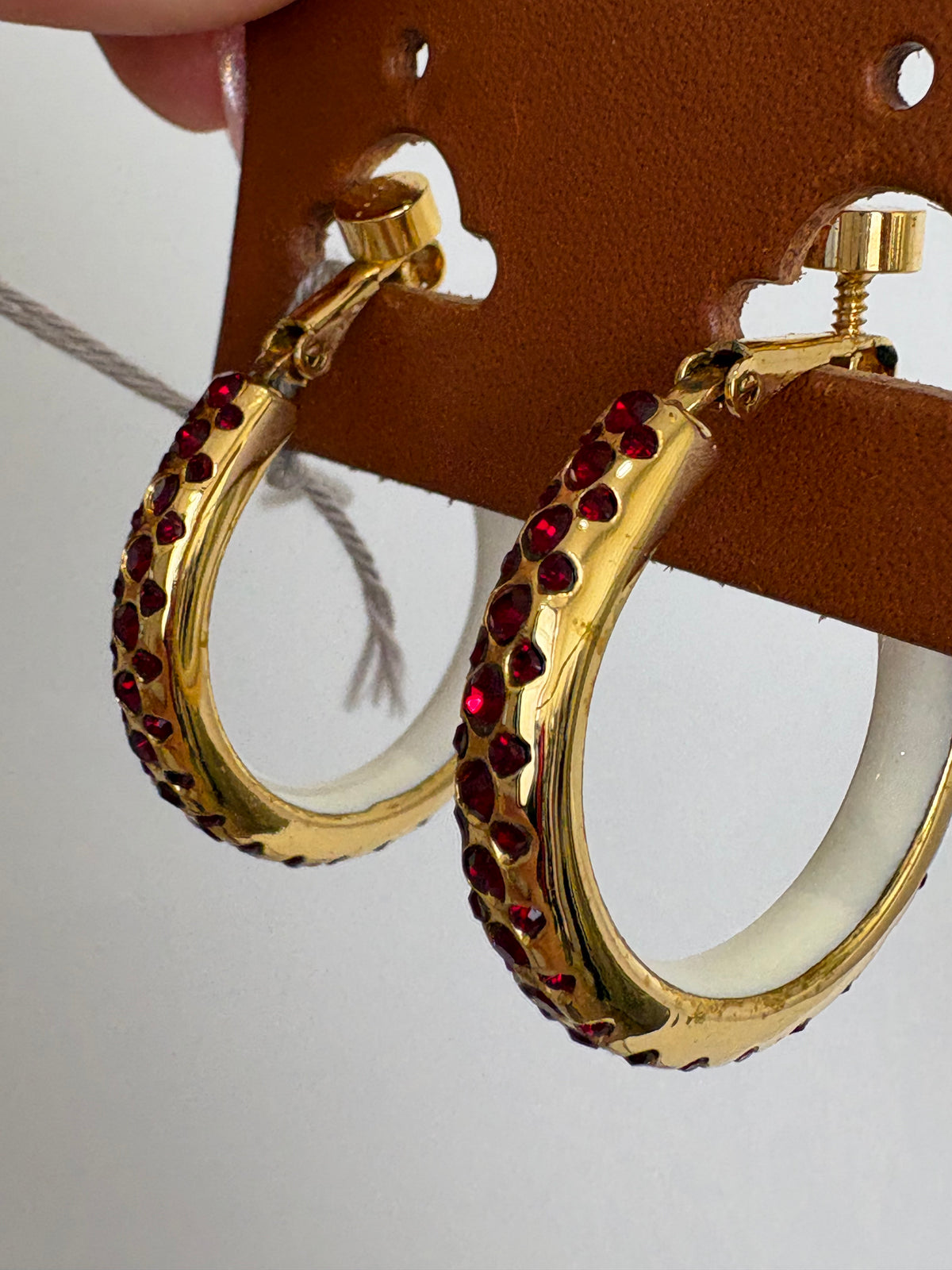 MARNI Metal And Red Crystal Clip On Earrings