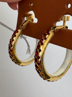 MARNI Metal And Red Crystal Clip On Earrings