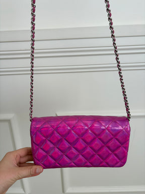Chanel Pink Holographic Leather Rectangular Flap Bag