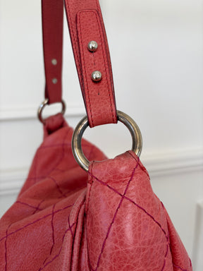 Chanel Crinkled Leather On The Road Flap Bag In Coral