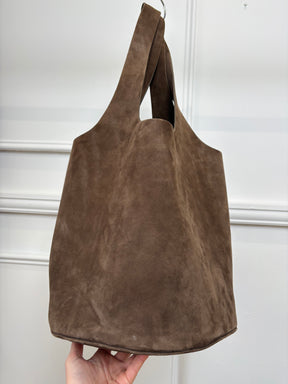 A.EMERY Taupe Suede Timms Bucket Tote
