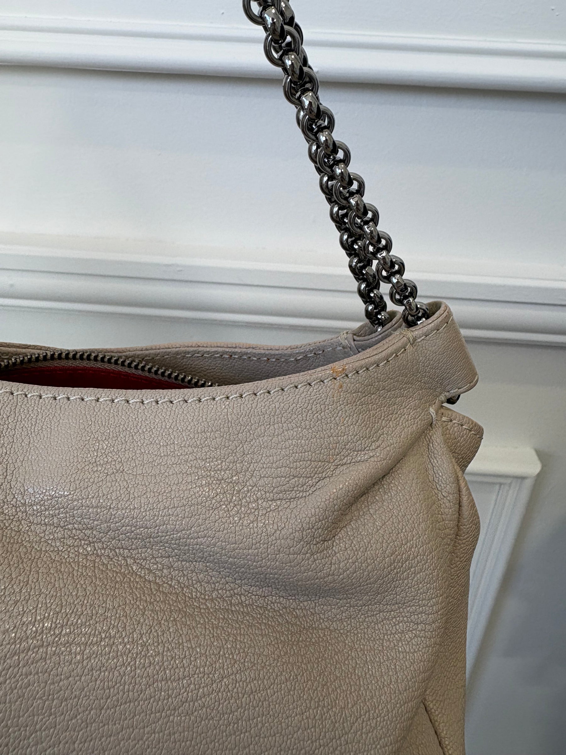 Christian Louboutin Taupe Leather Chain Shoulder Bag
