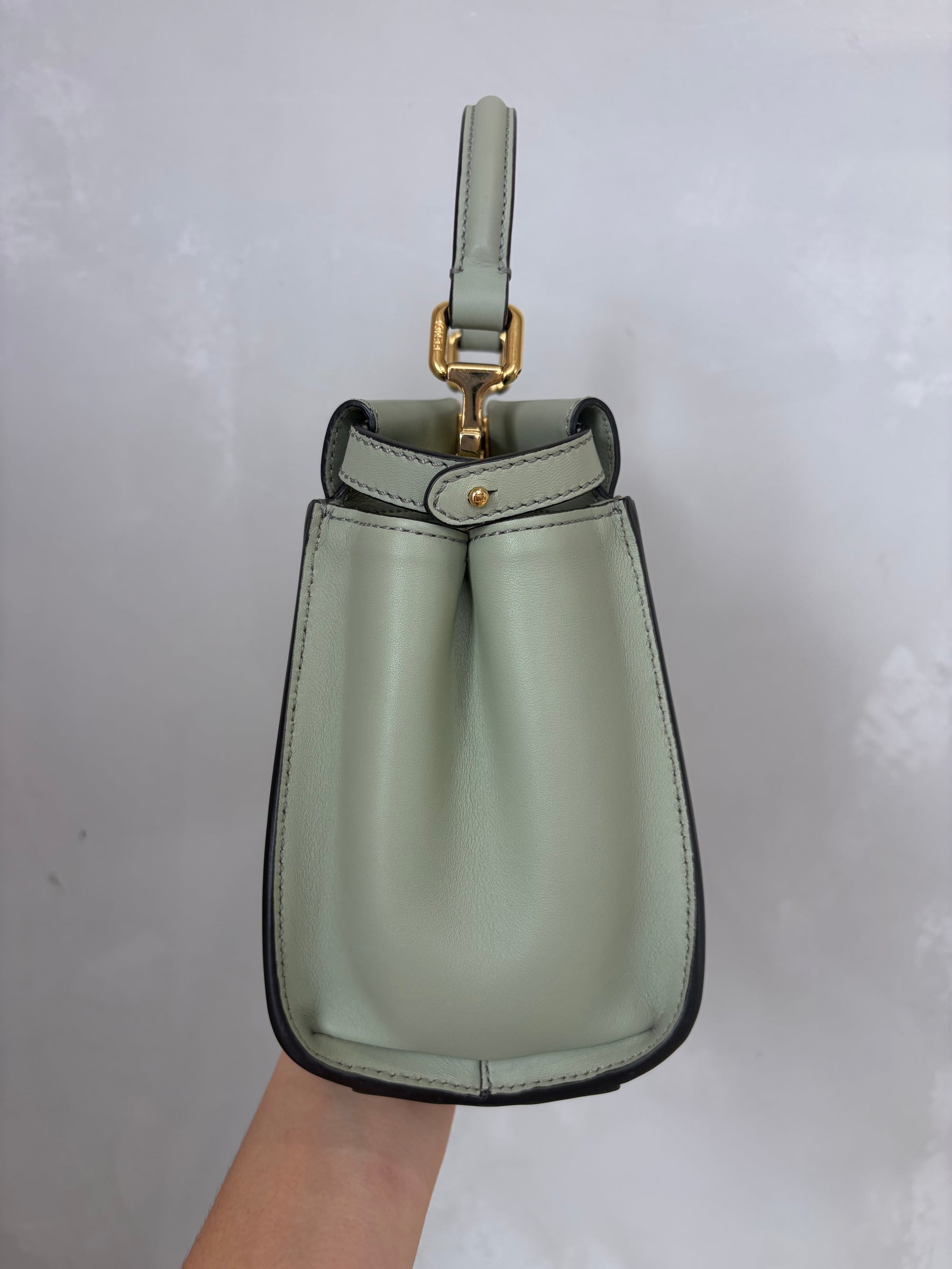 Fendi Sage Green Leather Mini Peekaboo