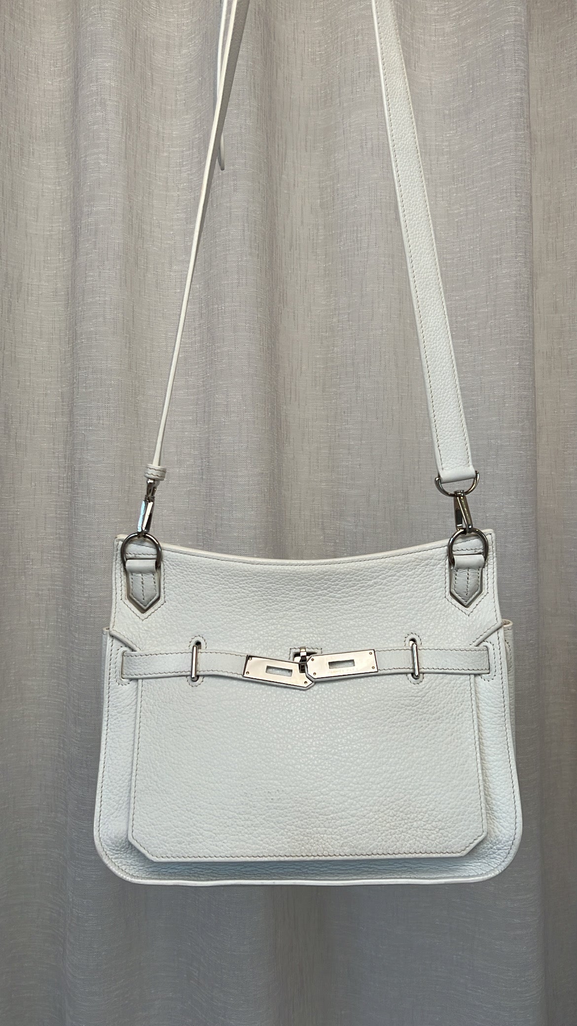 Hermès White Leather Jypsiere 28