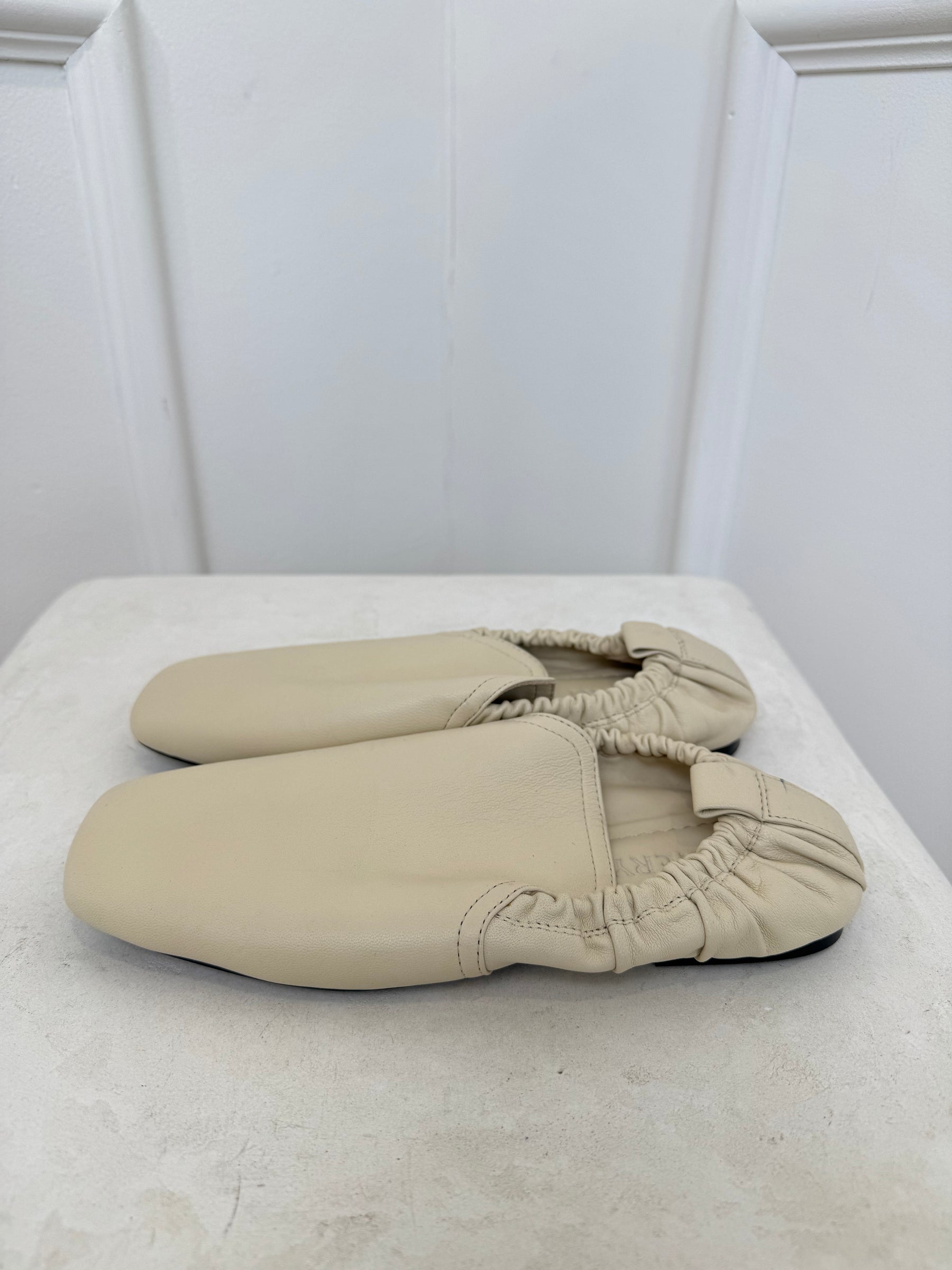a.emery Cream Leather Square Toe 'Delphine' Loafer, 36