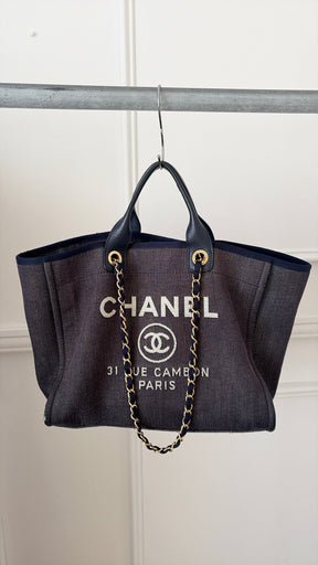 Chanel Navy Canvas Deauville Tote