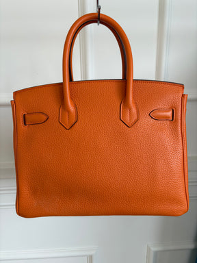 Hermès Birkin 30 Orange Taurillon Clemence Leather With Paladium Hardware