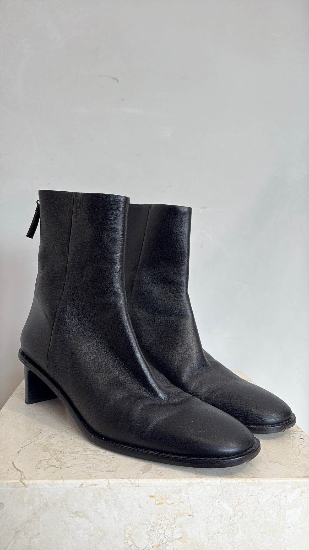 A Emery Black Booties   Zip Up, 40