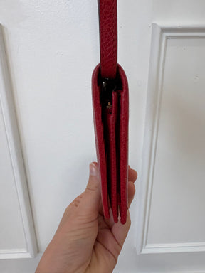Gucci Red Grained Leather Crossbody Swing Bag