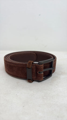 Chanel Brown Suede Logo Belt, 80