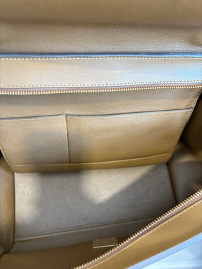 Celine White and Khaki leather with Red Suede Trapeze Bag